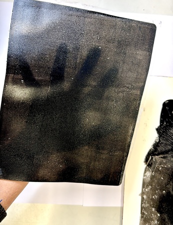 Thin layer of acrylic paint on the gel plate